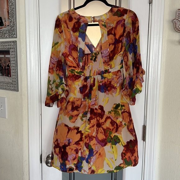 Anthropologie maeve silk Deloria watercolor floral dress size 0 - Picture 5 of 8